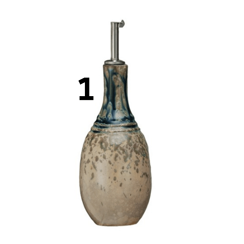 DF9605A 3 - 1/4"Rnd x 9"H Stoneware Oil Cruet w Stopper - Market 12