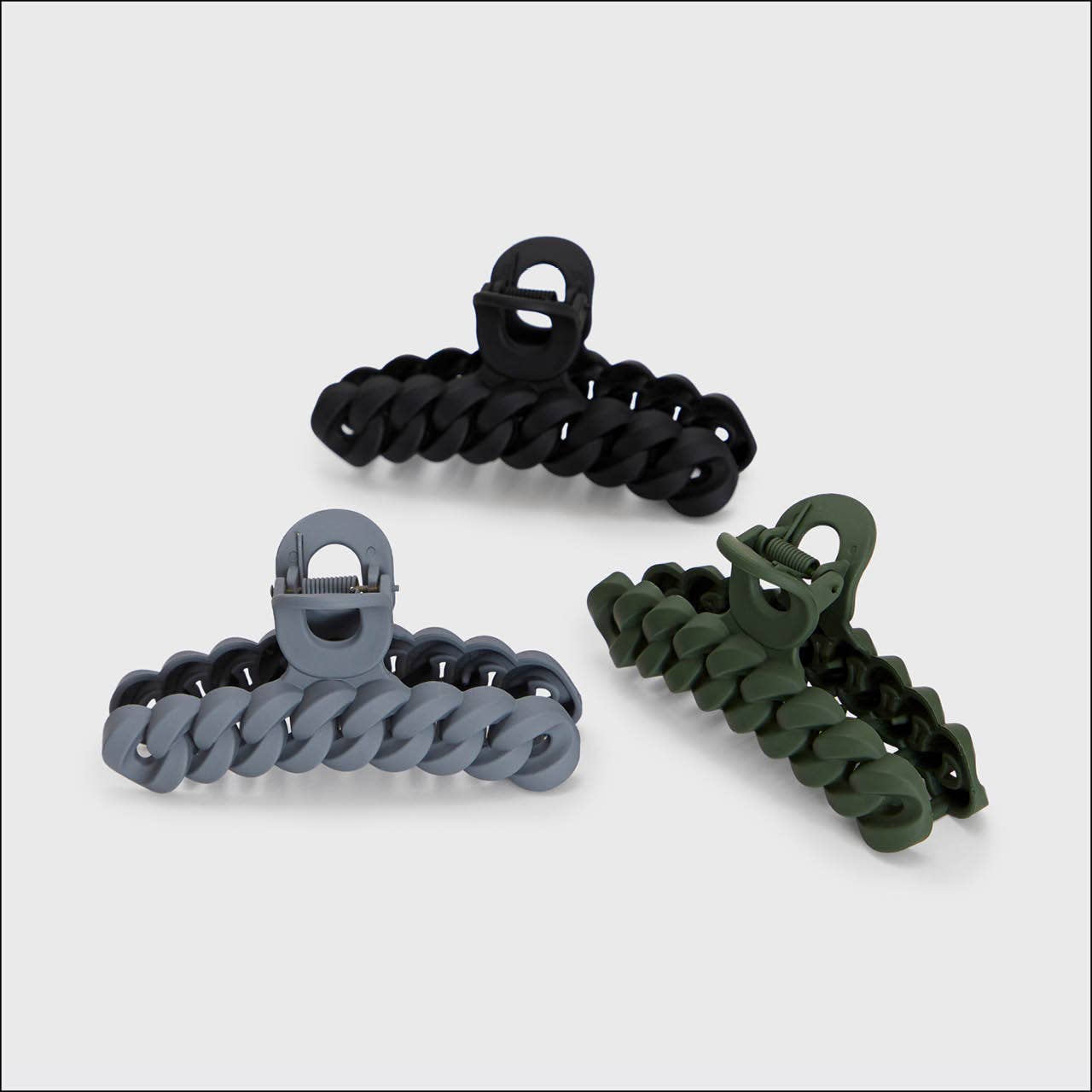 Eco - friendly Chain Claw Clip 3pc Set - Black/Moss - Market 12