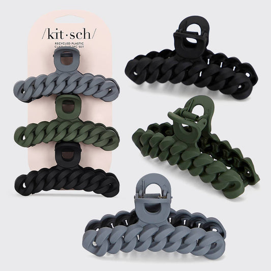 Eco - friendly Chain Claw Clip 3pc Set - Black/Moss - Market 12