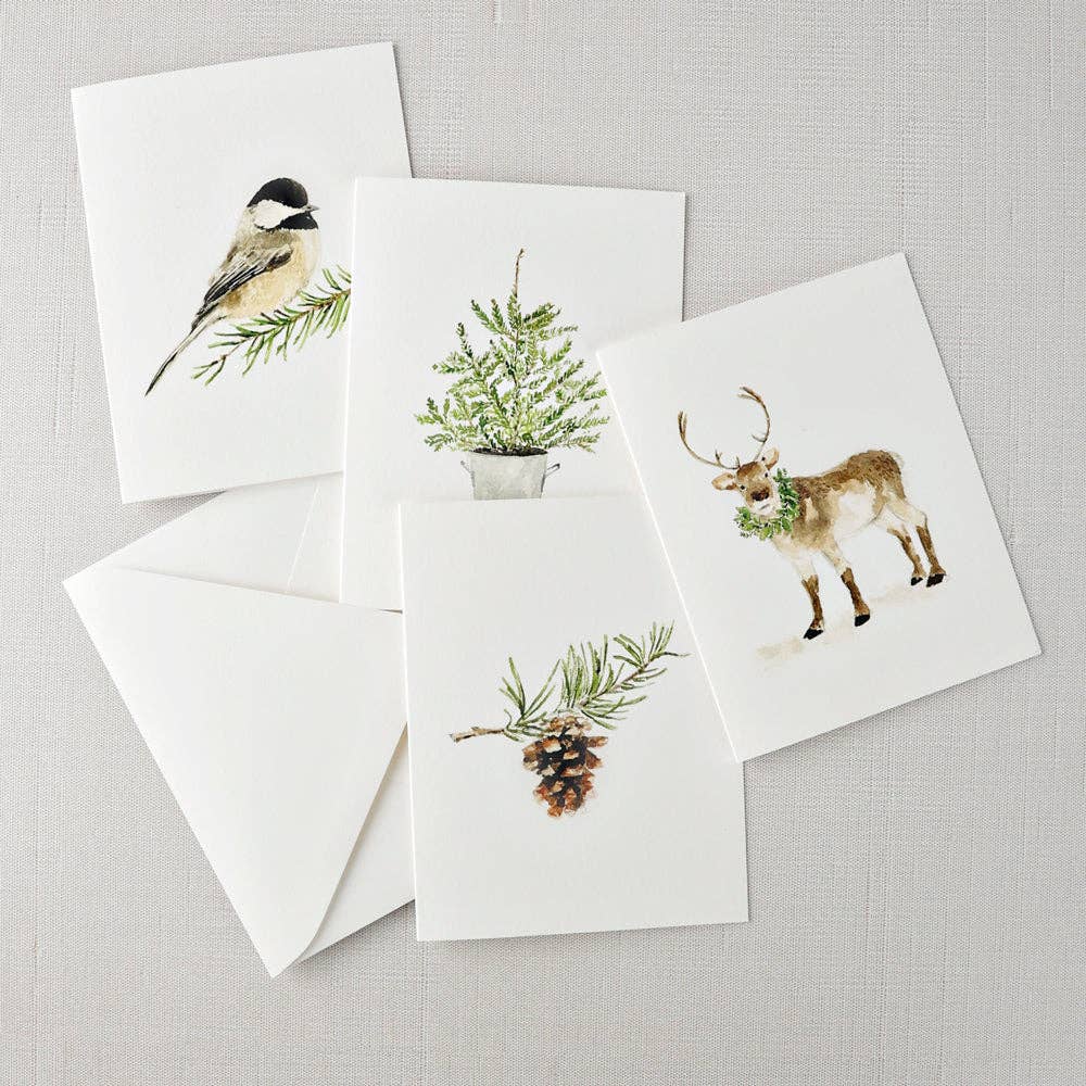 Evergreen notecard set - Market 12