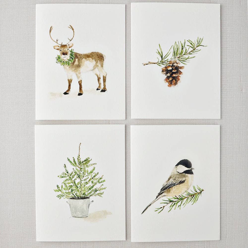 Evergreen notecard set - Market 12