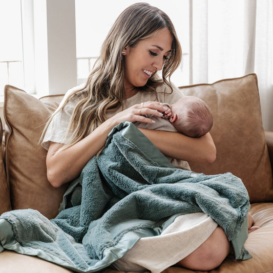 Evergreen Satin Border Receiving Blanket - Market 12