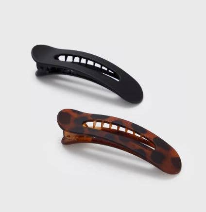 Flat Lay Claw Clip 2pc Flat - Black & Tort - Market 12