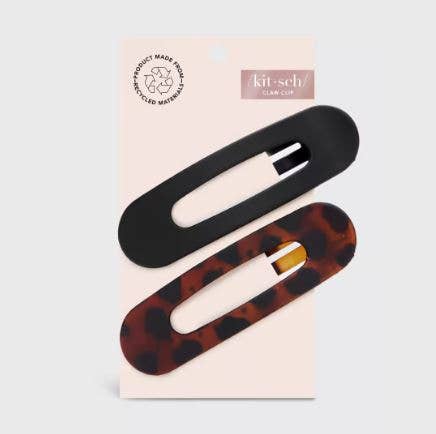 Flat Lay Claw Clip 2pc Flat - Black & Tort - Market 12