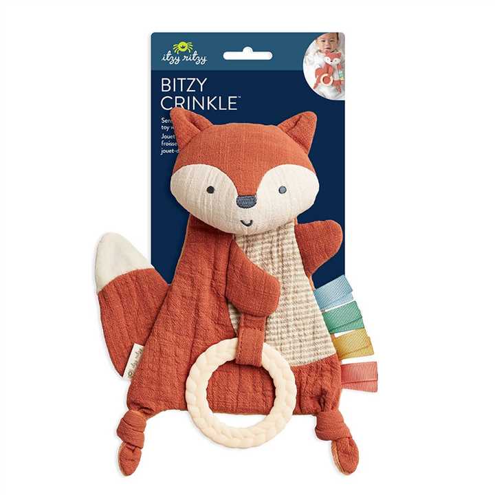 Fox Bitzy Crinkle Sensory Toy with Teether - Market 12