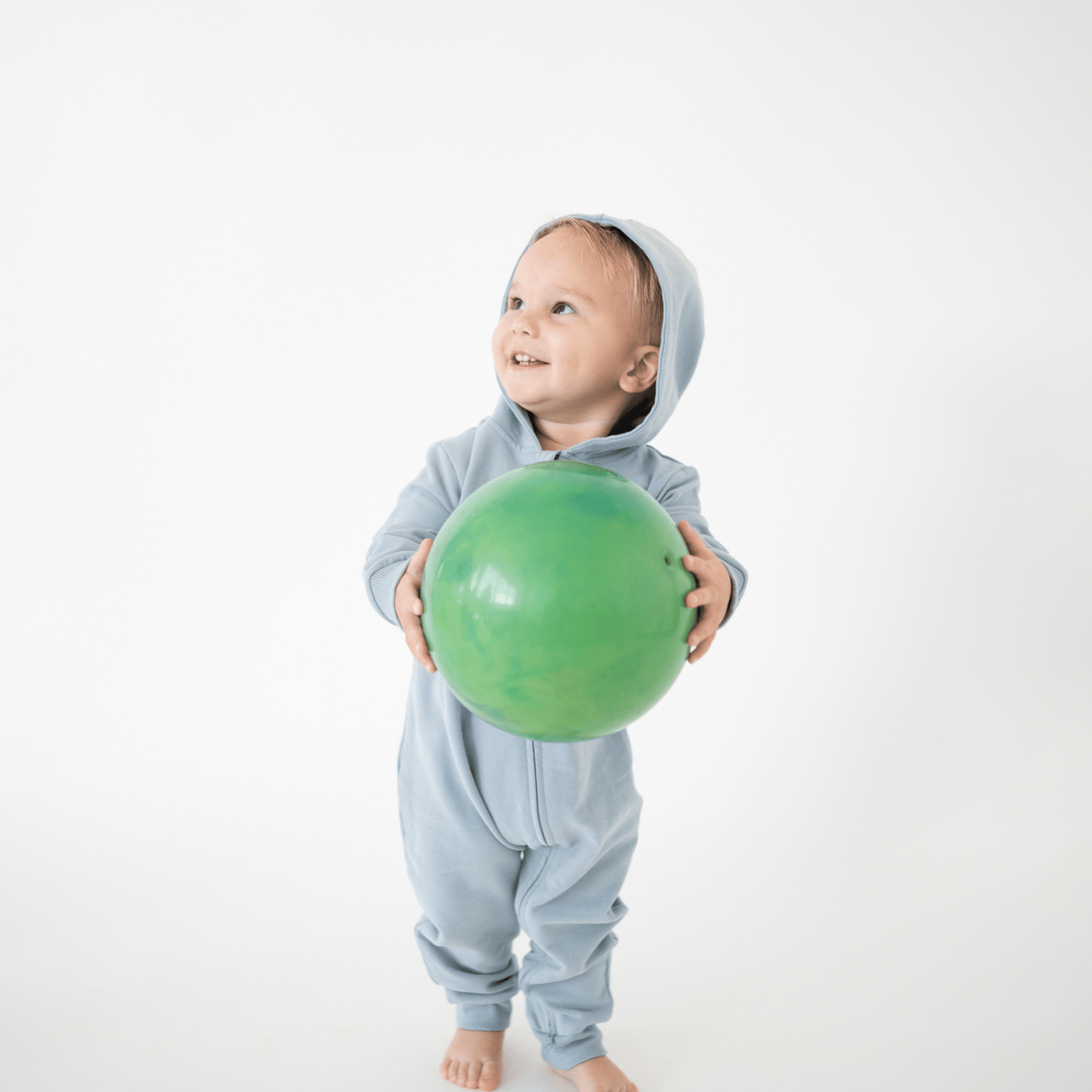 French Terry Hoodie Romper | Dusty Blue - Market 12