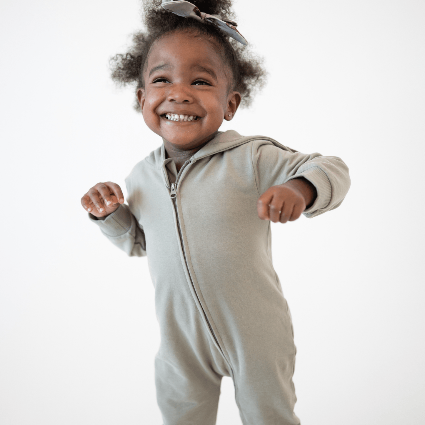 French Terry Hoodie Romper | Sage - Market 12