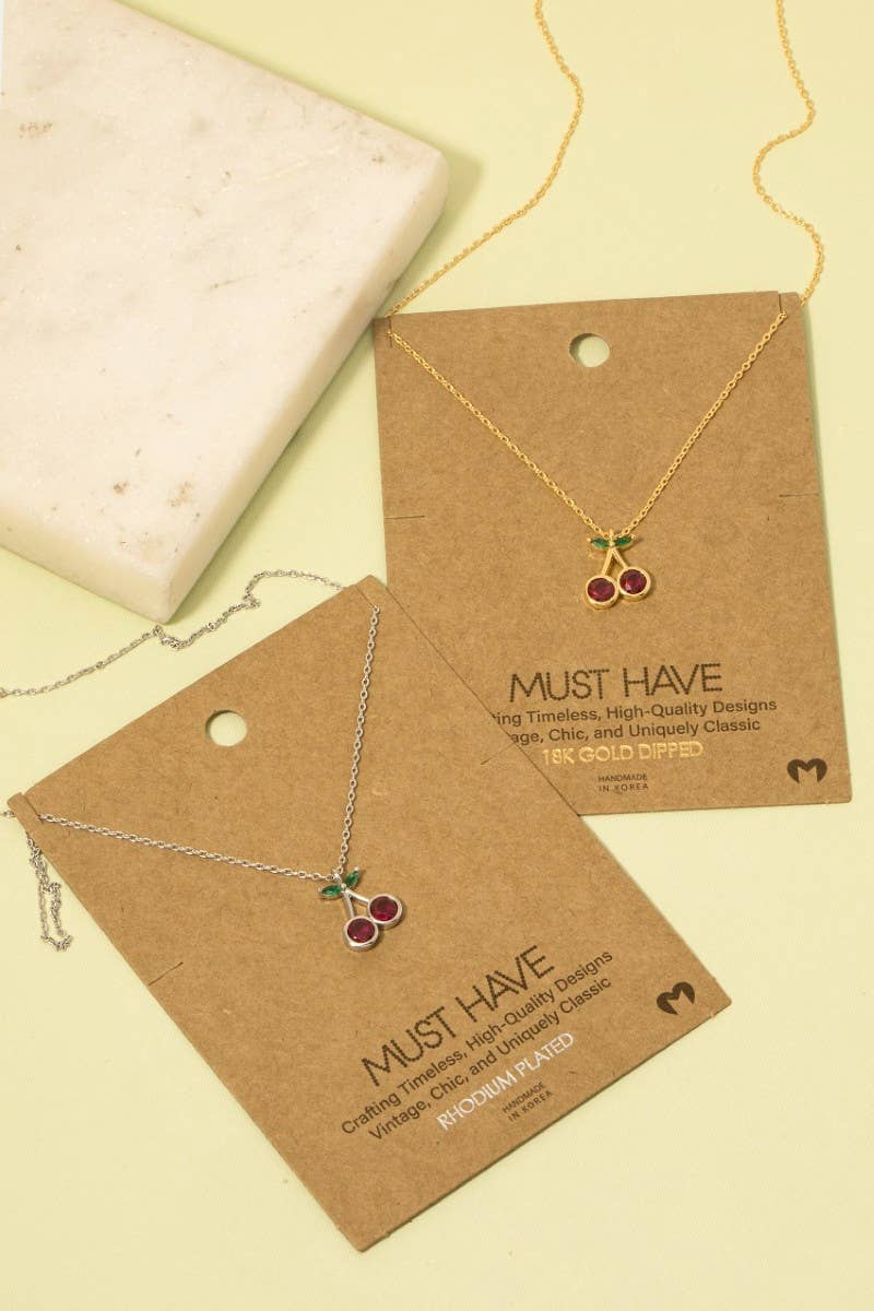 Gold Dipped Cz Cherry Pendant Necklace: G - Market 12