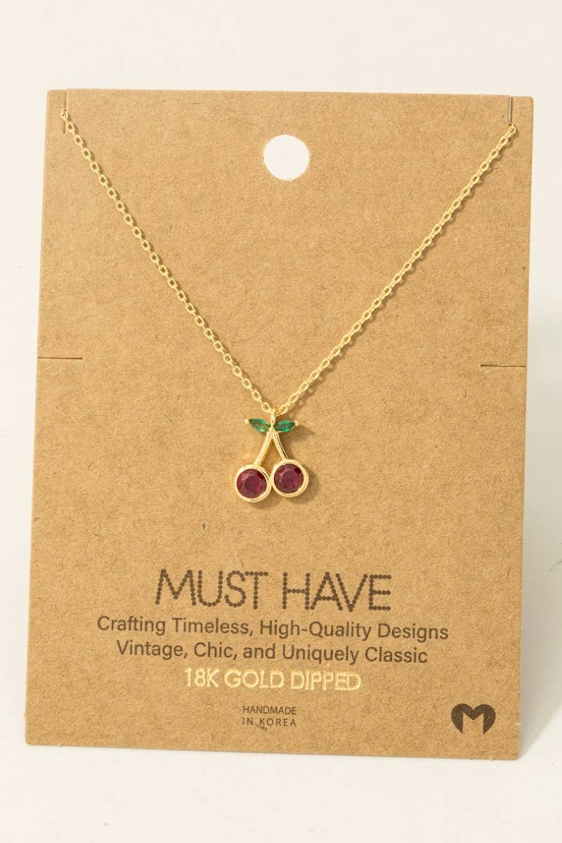 Gold Dipped Cz Cherry Pendant Necklace: S - Market 12