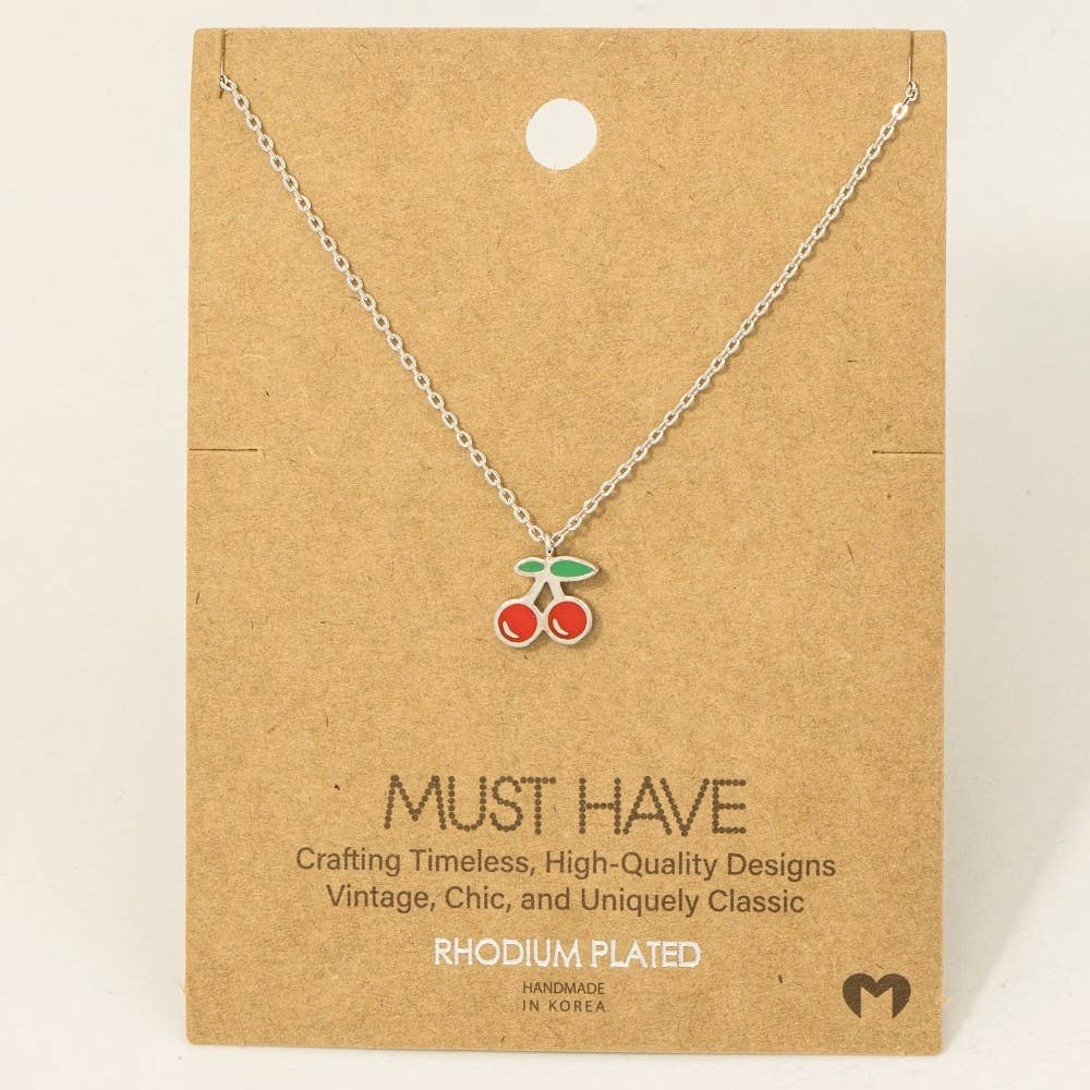 Gold Dipped Epoxy Cherry Pendant Necklace: S - Market 12