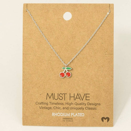 Gold Dipped Epoxy Cherry Pendant Necklace: S - Market 12