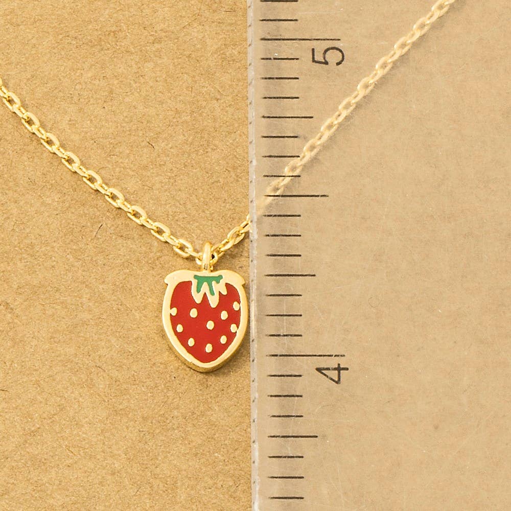 Gold Dipped Epoxy Strawberry Pendant Necklace: G - Market 12