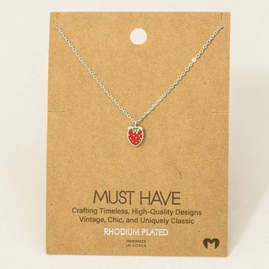 Gold Dipped Epoxy Strawberry Pendant Necklace: S - Market 12