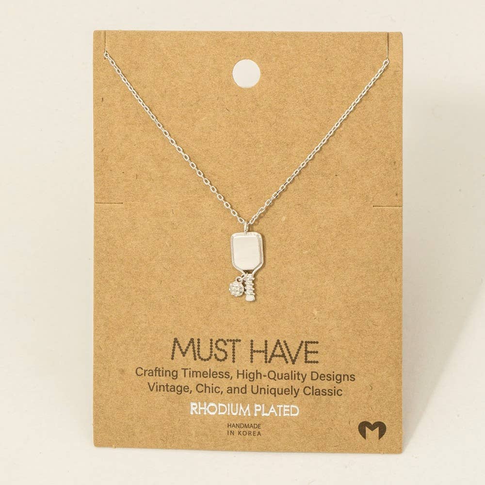 Gold Dipped Pickle Ball Pendant Necklace: R - Market 12