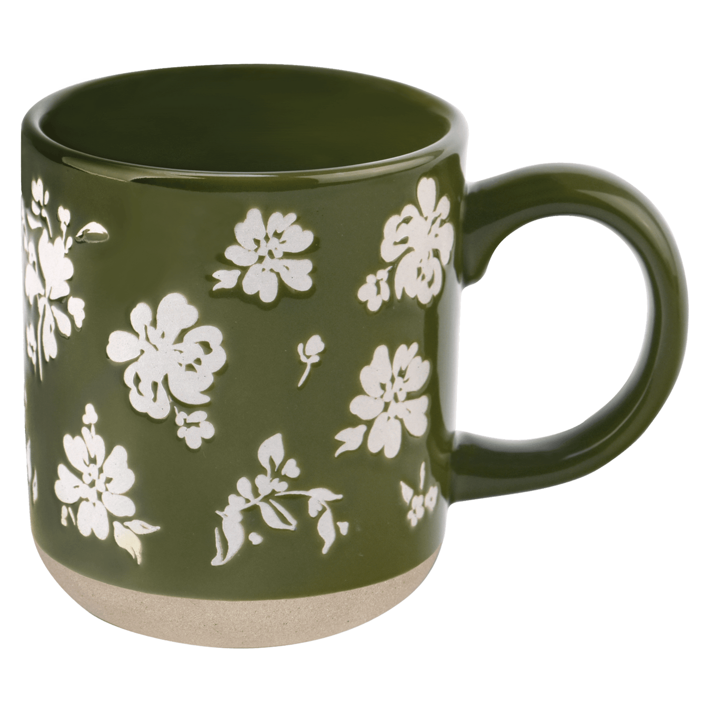 Green Floral Stoneware Coffee Mug - Market 12