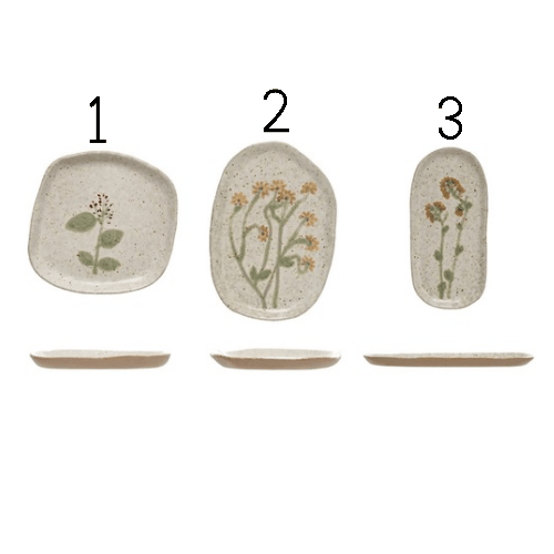 Hand - Painted Stoneware Plate, Reactive Glaze, 3 Styles - Market 12