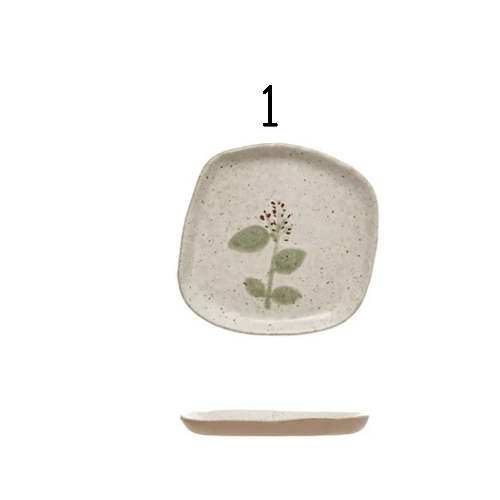 Hand - Painted Stoneware Plate, Reactive Glaze, 3 Styles - Market 12