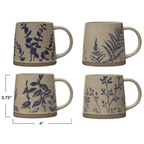 Hand - Stamped Stoneware Mug w/ Botanicals, 4 Styles - Market 12