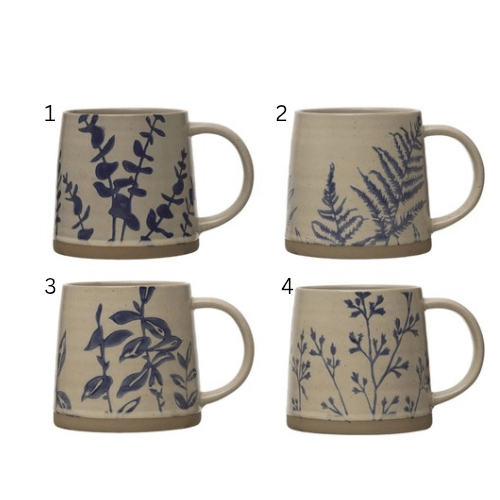 Hand - Stamped Stoneware Mug w/ Botanicals, 4 Styles - Market 12