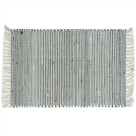 Jute/Chindi Rug W/ Fringes, Black And White - Market 12