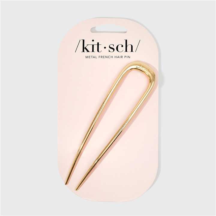 Kitsch Metal French Hair Pin - Gold - Market 12