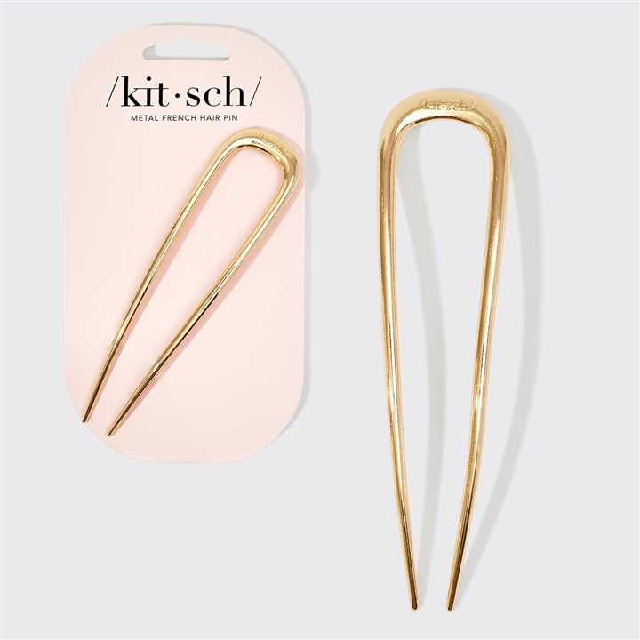 Kitsch Metal French Hair Pin - Gold - Market 12