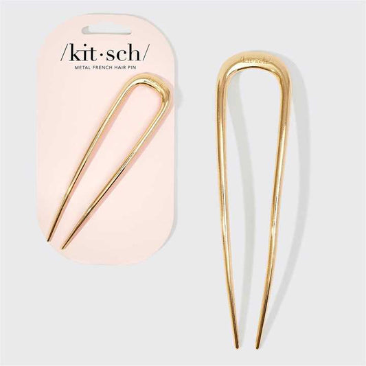Kitsch Metal French Hair Pin - Gold - Market 12