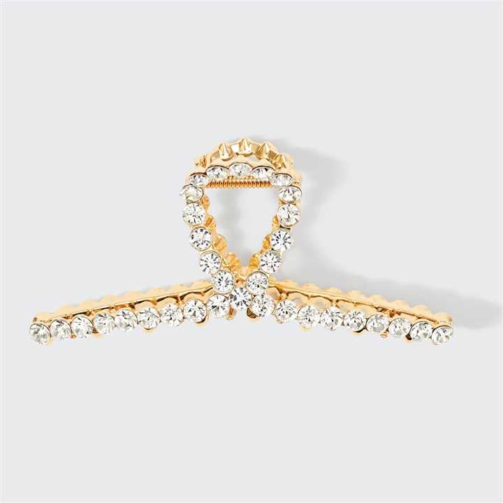 Kitsch Metal Rhinestone Loop Claw Clip 1pc - Gold - Market 12