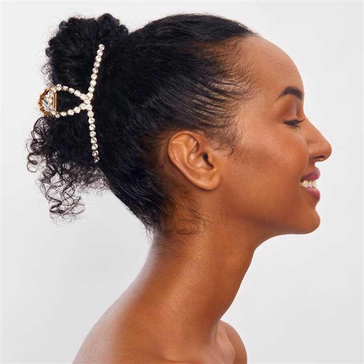 Kitsch Metal Rhinestone Loop Claw Clip 1pc - Gold - Market 12