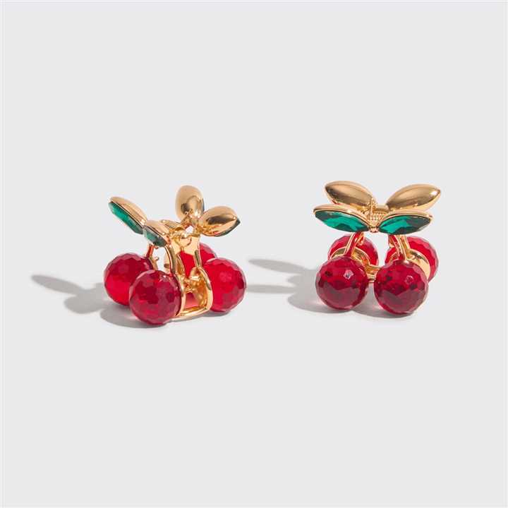 Kitsch Mini Rhinestone Claw Clips 2pc Set - Cherry - Market 12