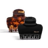 KITSCH Recycled Plastic Medium Puffy Claw Clips 2pc Set - Black and Tort - Market 12