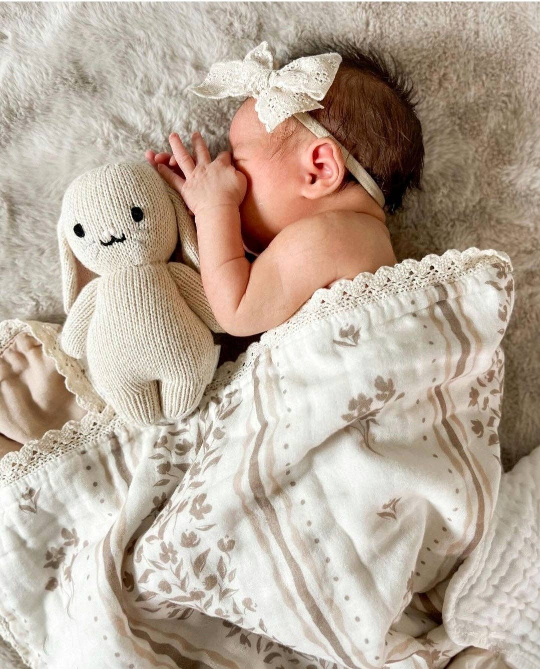 Lace Lettie Floral 6 Layer Gauze Blanket: 45x45 - Market 12