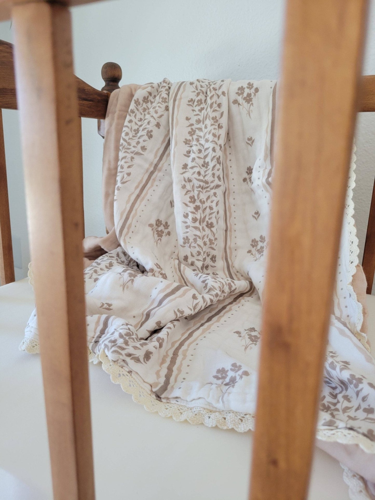 Lace Lettie Floral 6 Layer Gauze Blanket: 45x45 - Market 12