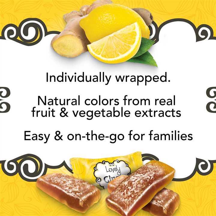 Lemon Ginger Chews Candy - GF, Vegan - Market 12