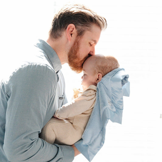 Light Blue SATIN BORDER MINI BLANKETS - Market 12