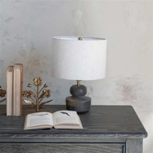 Mango Wood Table Lamp with Cotton Shade - Market 12