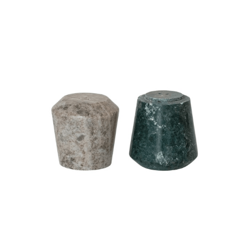 Marble Stackable Salt & Pepper Shakers, Green & Buff Color, Set of 2 - Market 12