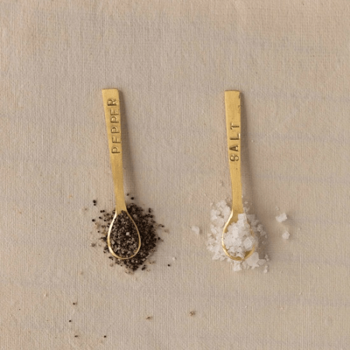 Metal S&P Spoons, Brushed Brass - Market 12