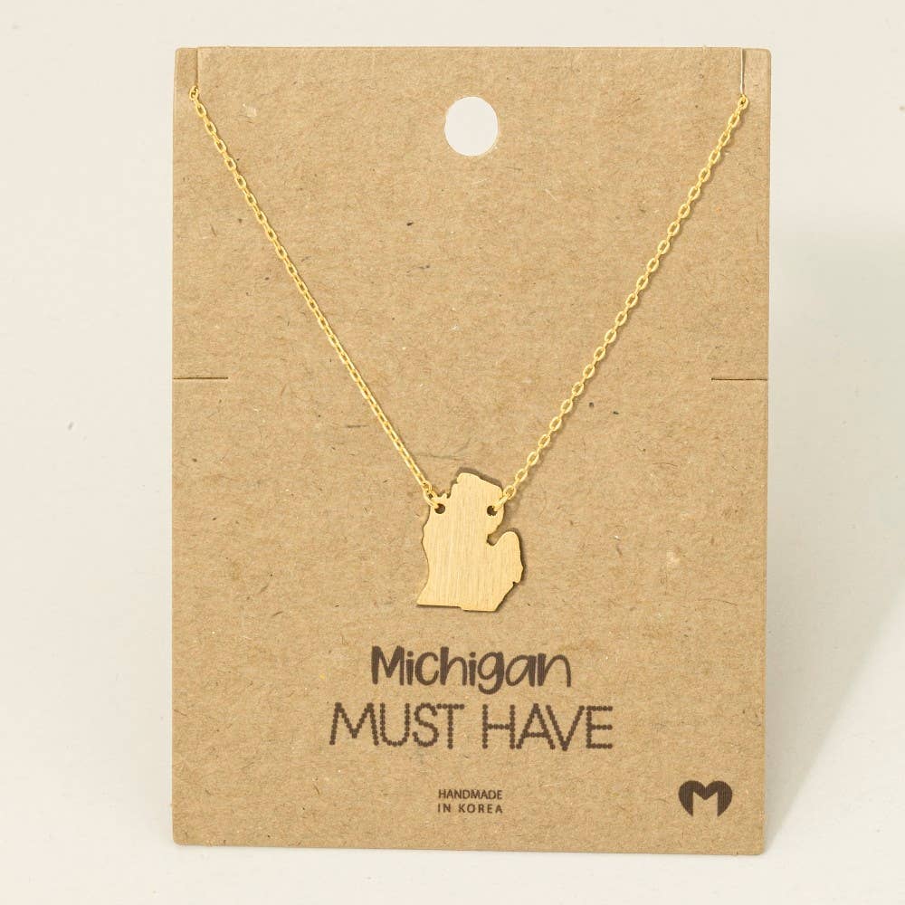 Michigan State Pendant Necklace: G - Market 12