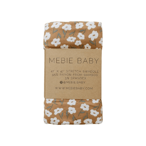 Mustard Floral Ribbed Bamboo Stretch Swaddle - Market 12