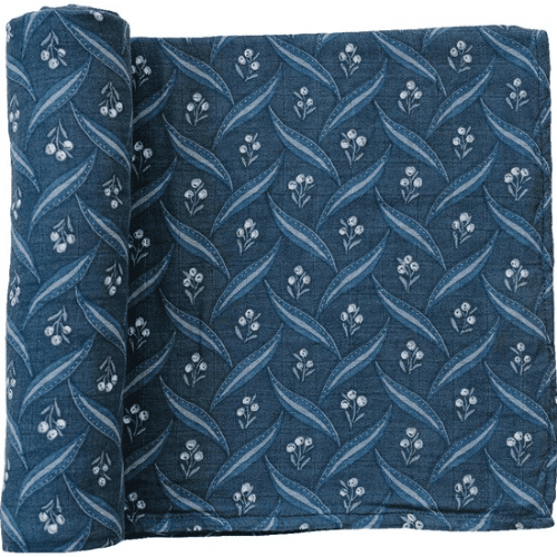 Navy Berry Muslin Swaddle Blanket - Market 12