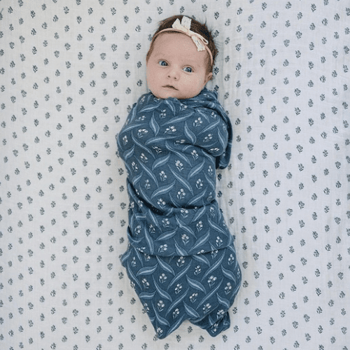 Navy Berry Muslin Swaddle Blanket - Market 12