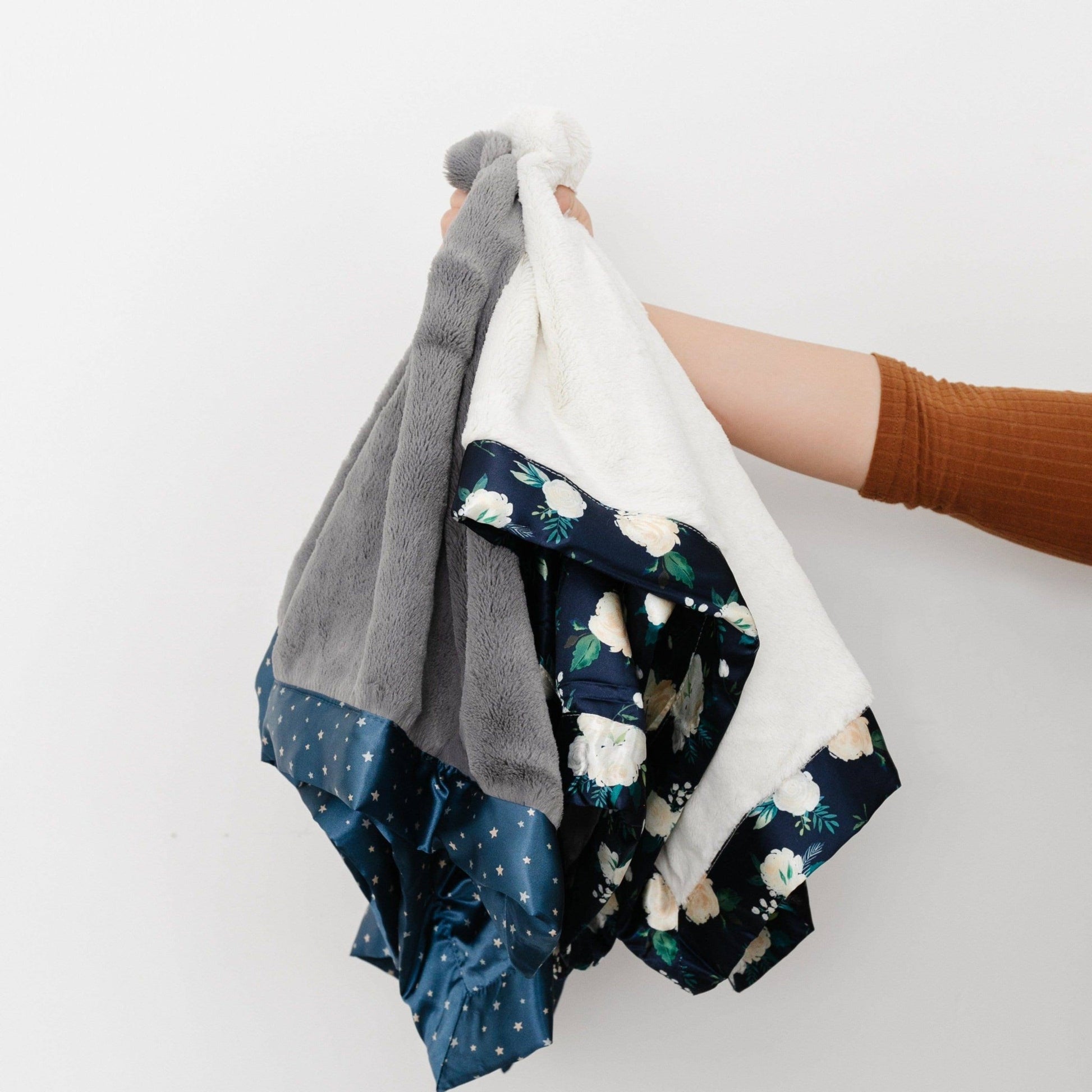 Navy Twinkle Star SATIN BORDER MINI BLANKETS - Market 12