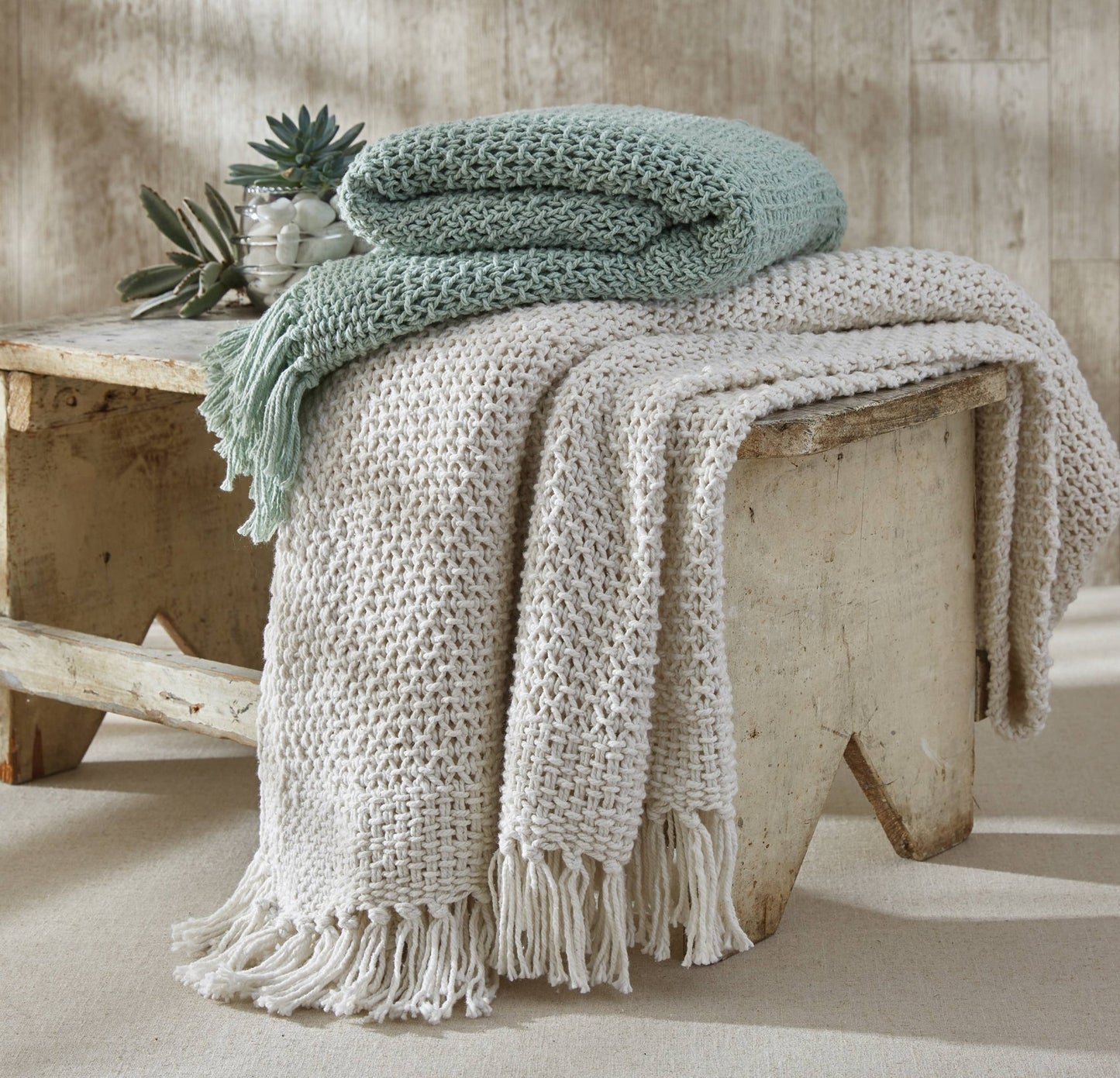 Open Knit Throw - Natural - Market 12
