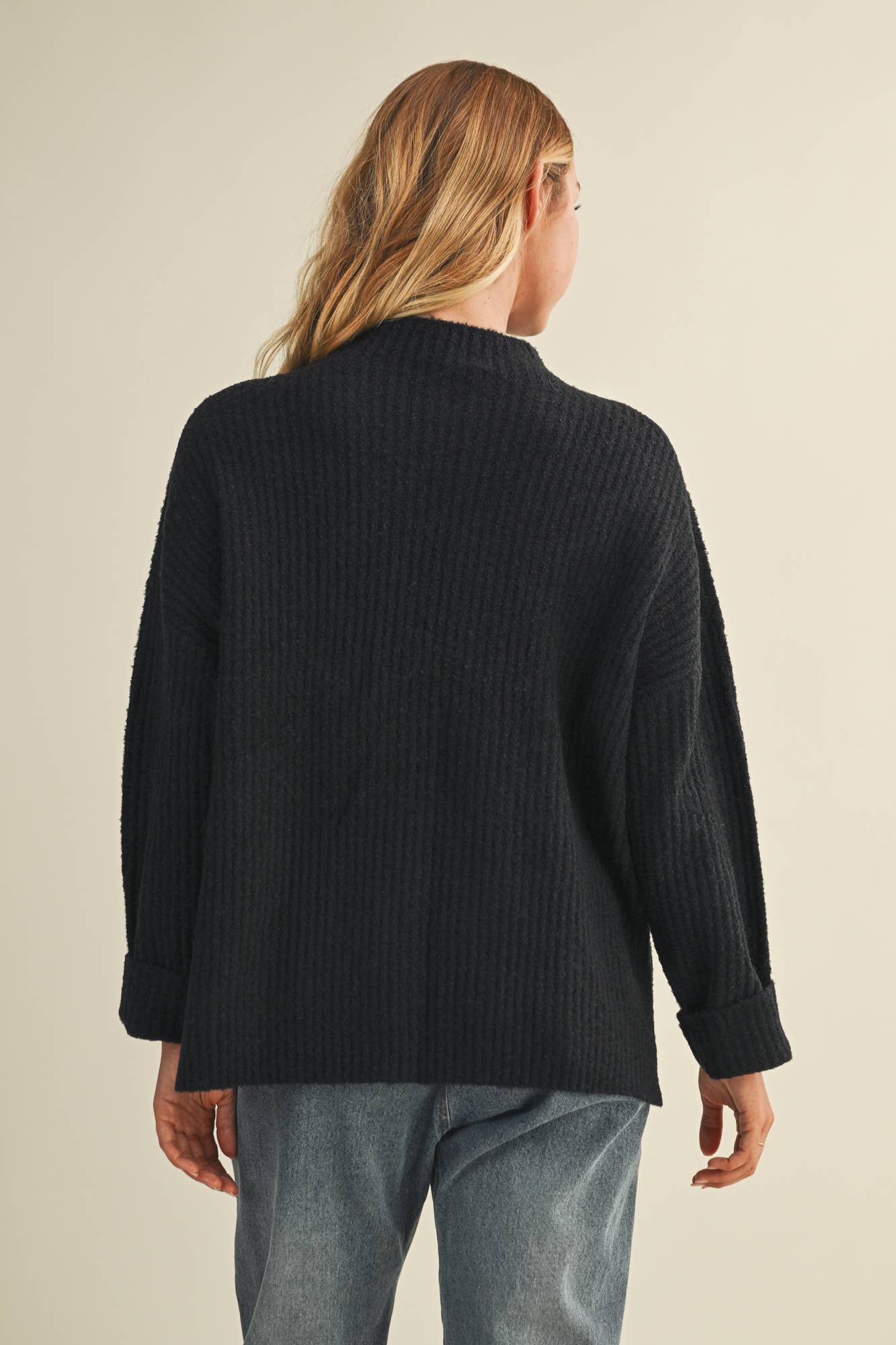 Mock Neck Oversized Sweater Top: Ginger