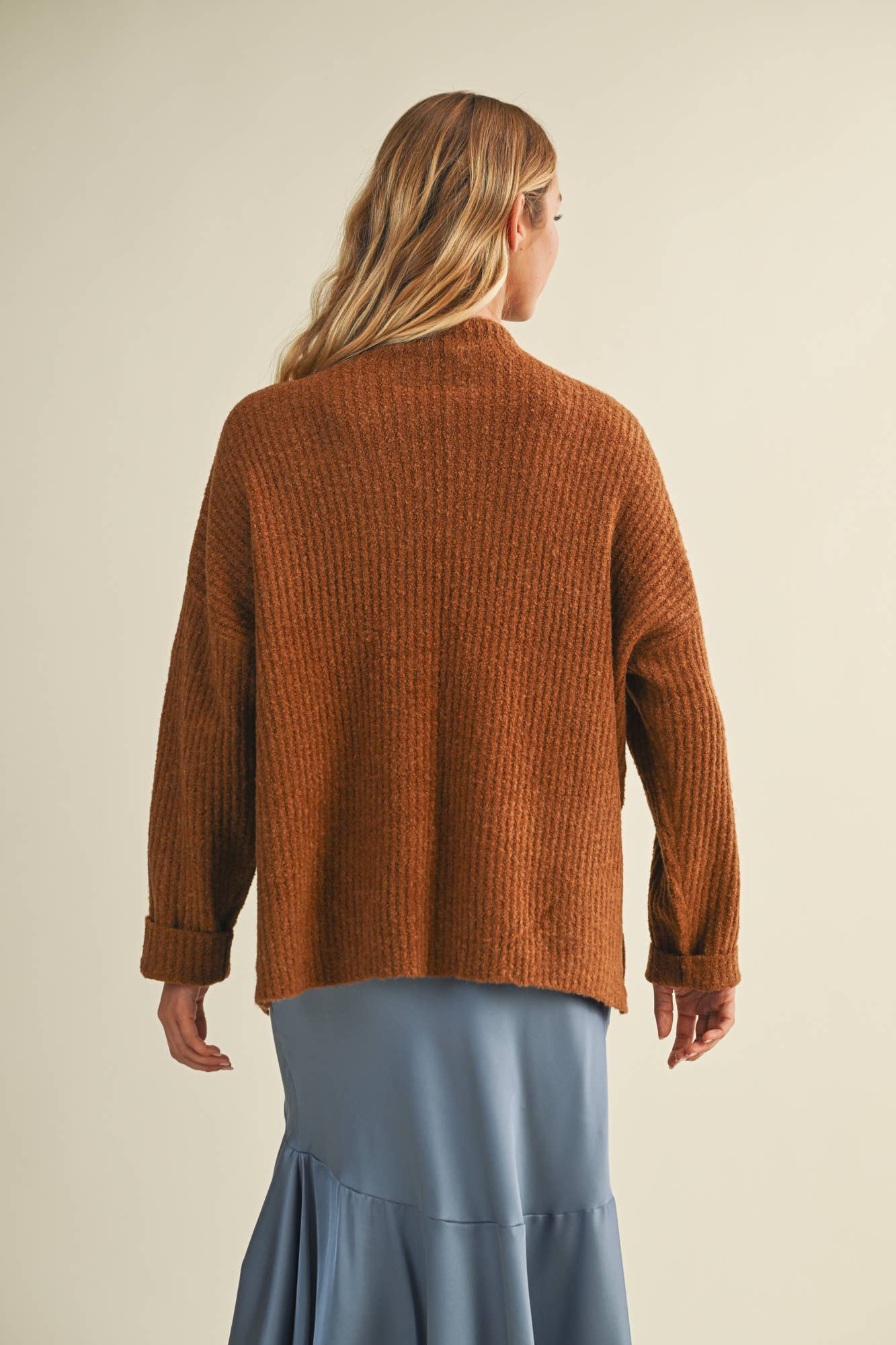 Mock Neck Oversized Sweater Top: Ginger