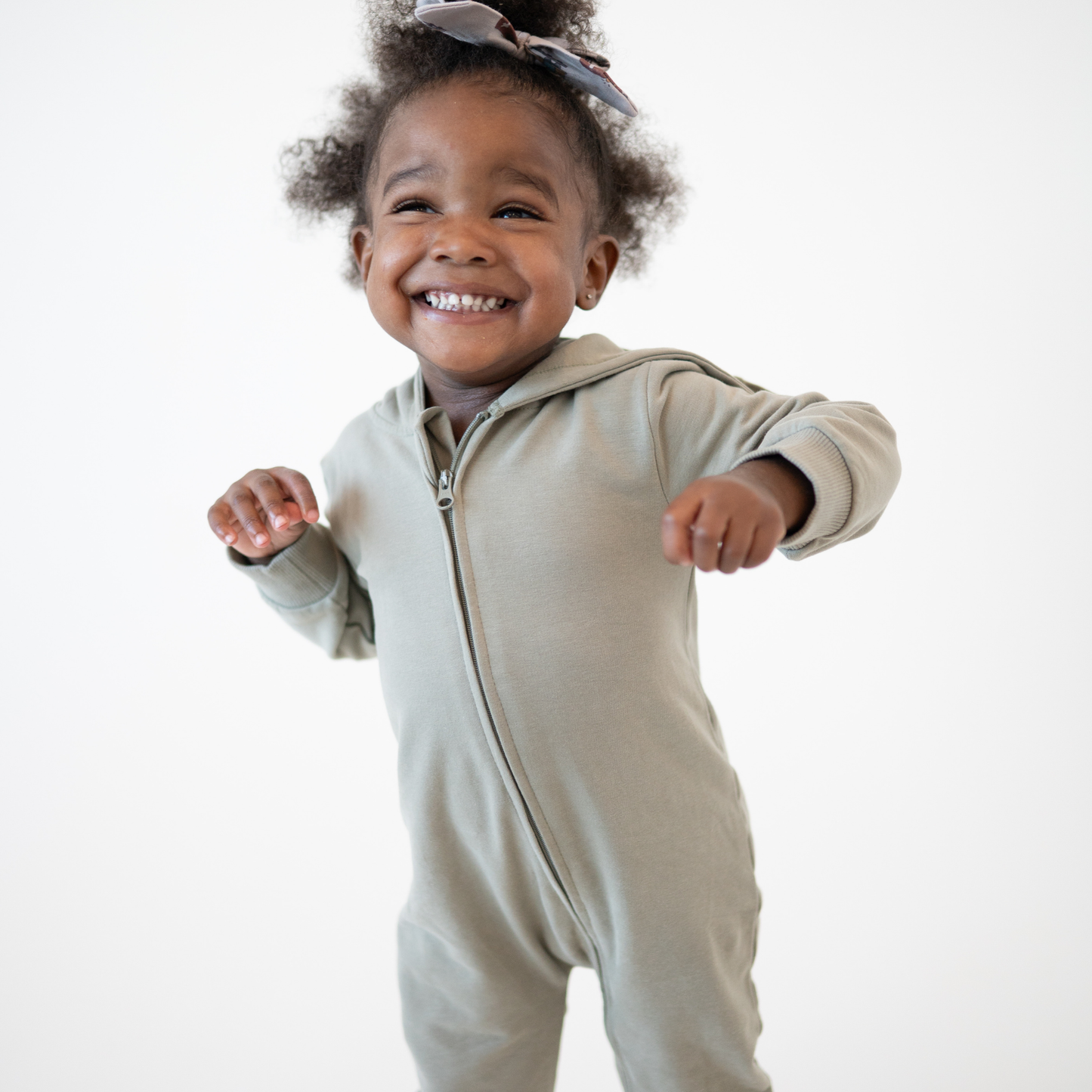 French Terry Hoodie Romper | Sage