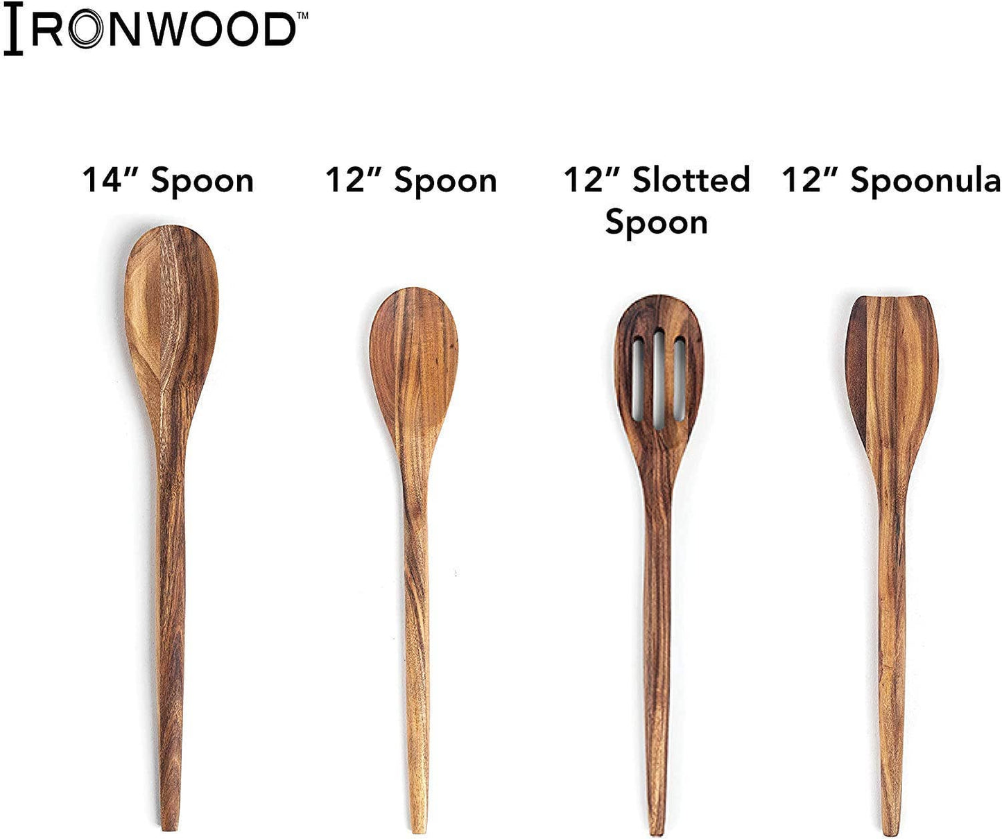 Ironwood Acacia Wood Spoon Utensil for Cooking, 12"