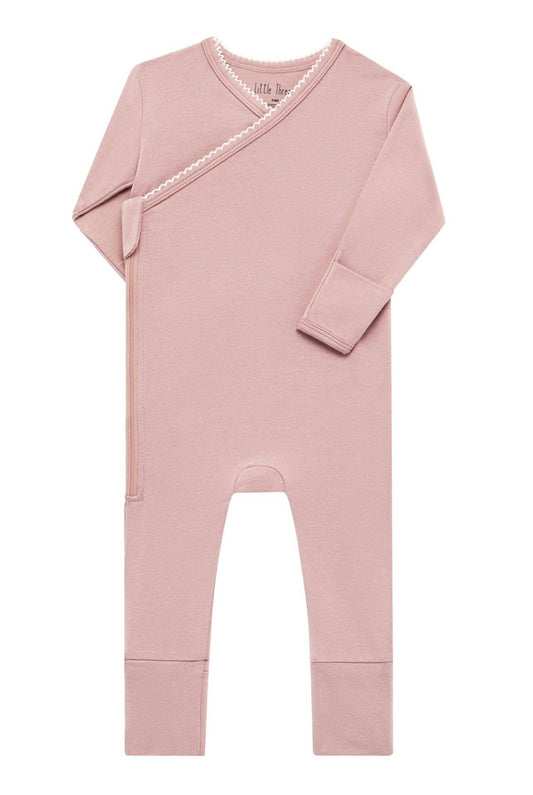 Solid Mauve Scalloped Bamboo Wrap Footie