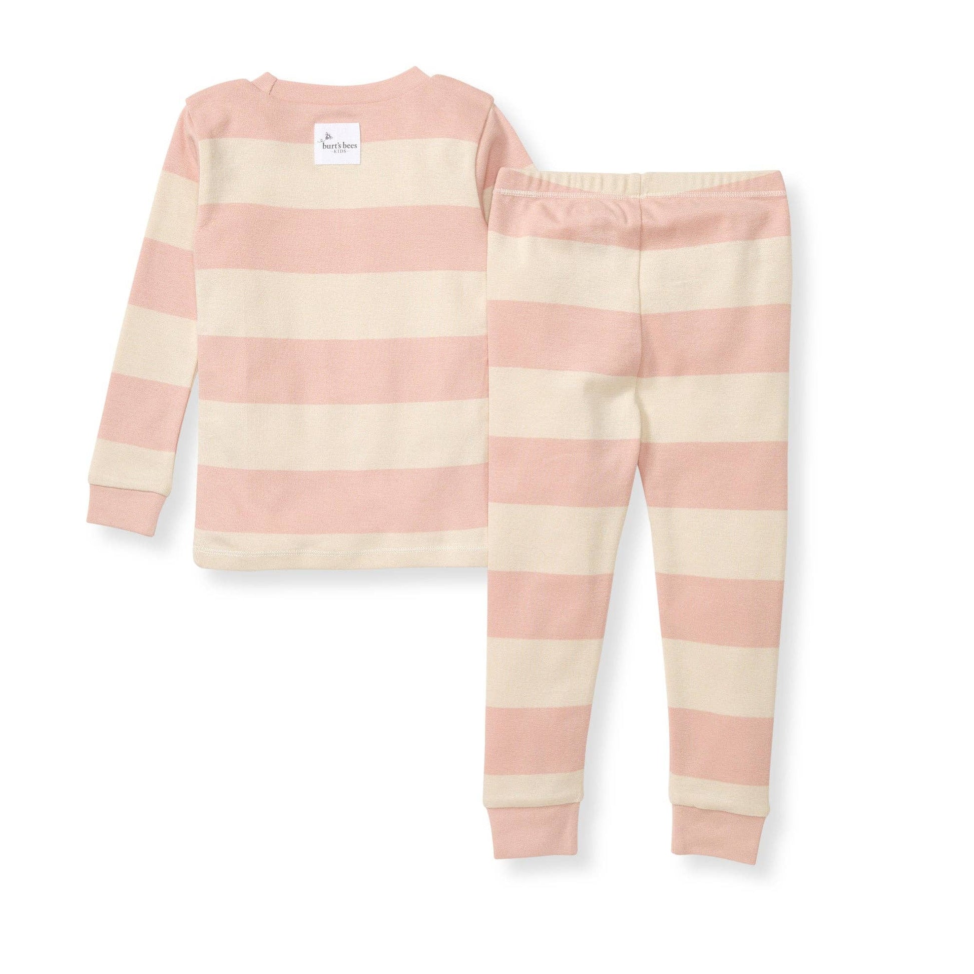 Rugby Stripe Toddler PJ Set: Pink Sand